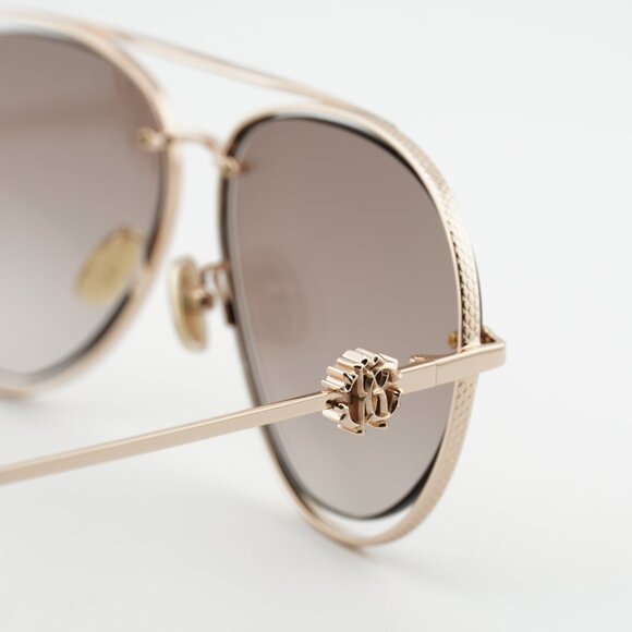 Roberto Cavalli SRC032M 300G Sunglasses Gold Aviator Frame, Brown Lenses main image 4